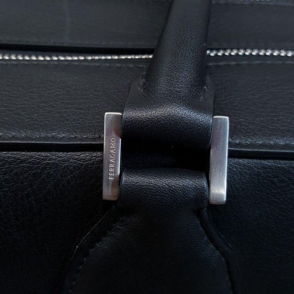 SALVATORE FERRAGAMO Mens Star Black Leather Triple Zip Tote Briefcase $3300 - Picture 12 of 16